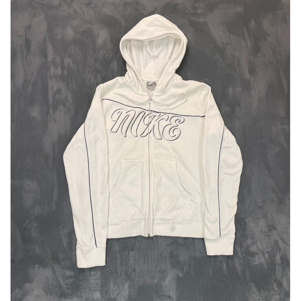 Vintage Zip Up Hoodie Women Medium White 2000s Nike